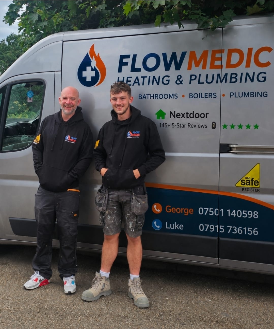 George and Luke in front of the Flow Medic van